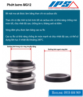 Phớt bơm MG12 - Mechanical Seal MG12 ,Phớt MG12 chụi nhiệt,chụi dầu